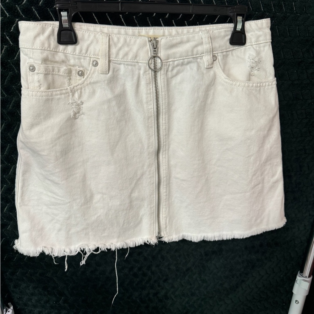 Free People White Zip Jean Skirt